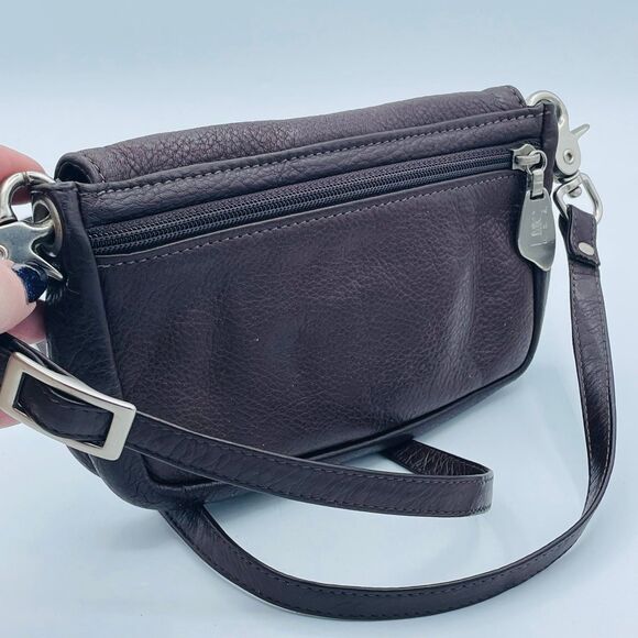 Vintage LIBAIRE of California Brown Leather Crossbody Purse Made in USA Handbag - Picture 2 of 12